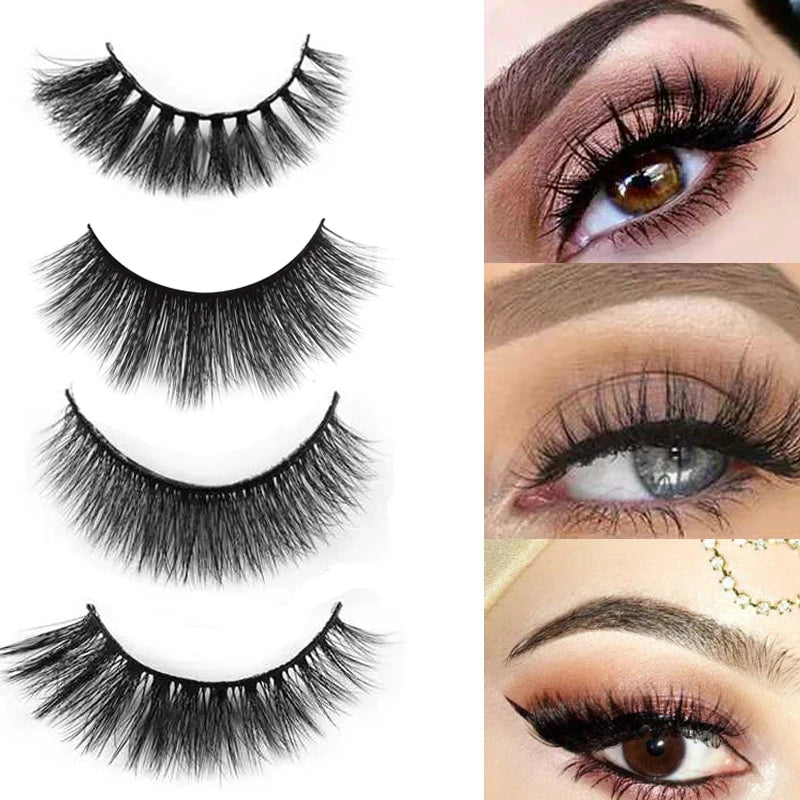 New Full 5 Pairs One Box 3D Mink Hair False Eyelashes Natural Thick Long Eye Lashes Wispy Makeup Beauty Extension Tools H13
