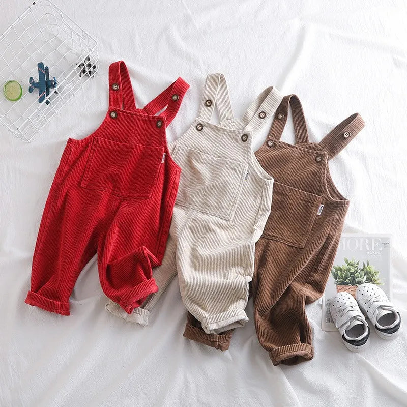 Children Beige Corduroy Pants New Born Baby Boys Girl Long Trousers Spring Jumpsuit Fashion Wear Solid Clothes Overalls for Kids
