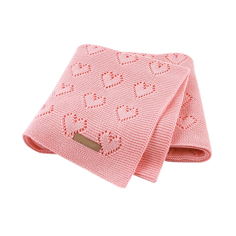 Multi-use New Cotton Solid Baby New Born Organic Knitted Blanket Hollow Out Blanket Baby