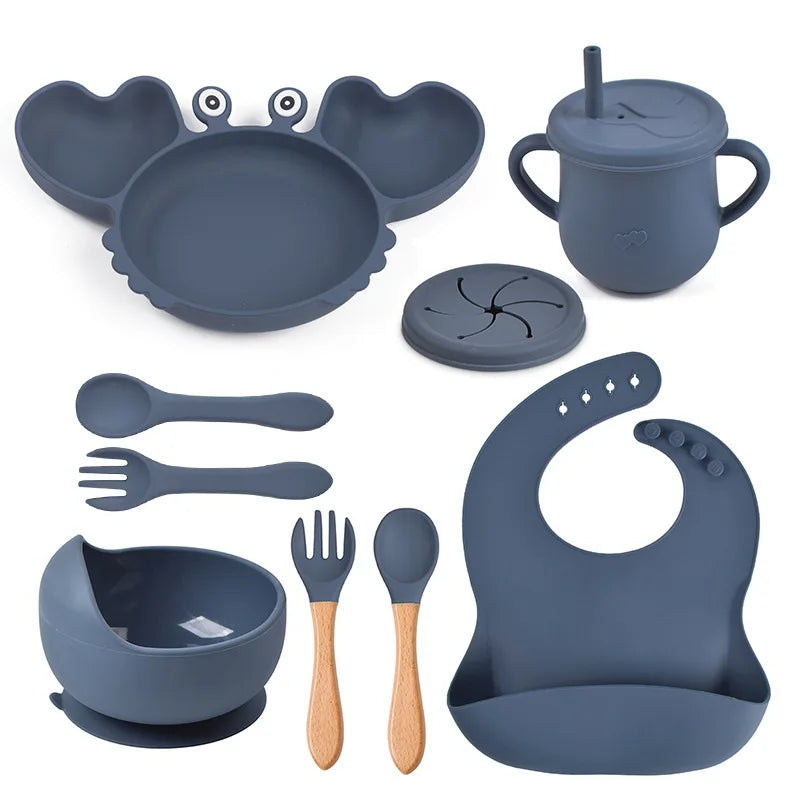 BPA Free New Born Gift Products Baby Feeding Set for Kids Silicone Dinnerware Sets for Toddler
