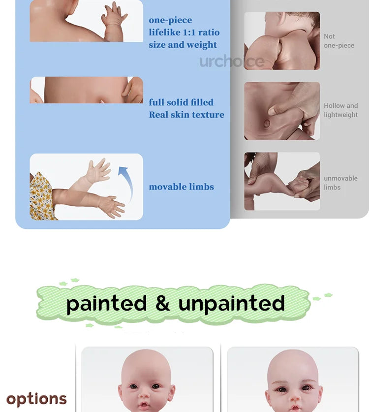 Chubby 20inch Full Silicone Reborn Baby Dolls for Girl Tan Skin Cute New Born Open Mouth Dolls Festival Gifts Age 3+