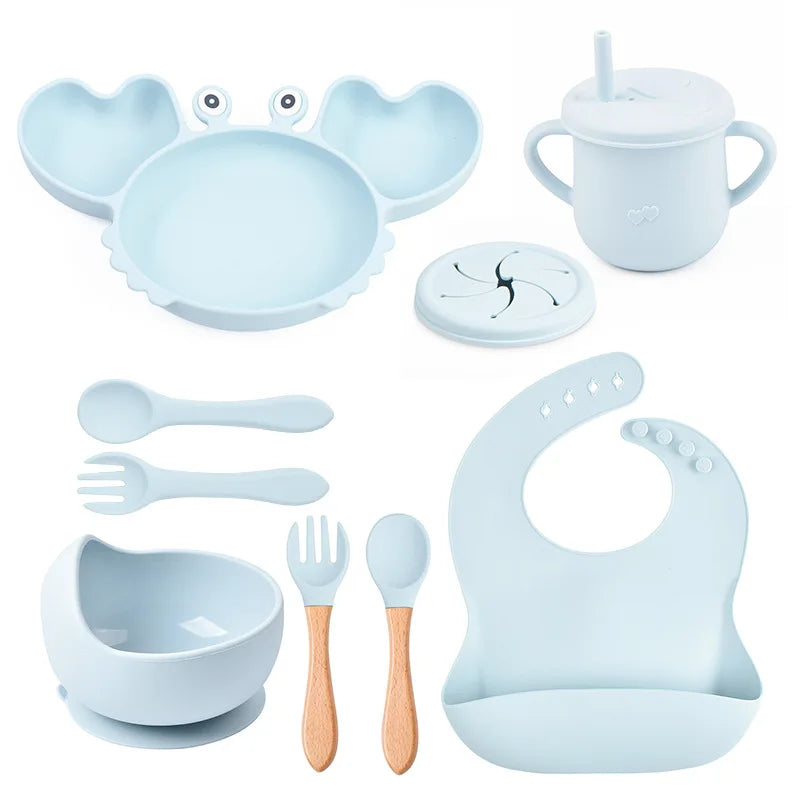 BPA Free New Born Gift Products Baby Feeding Set for Kids Silicone Dinnerware Sets for Toddler