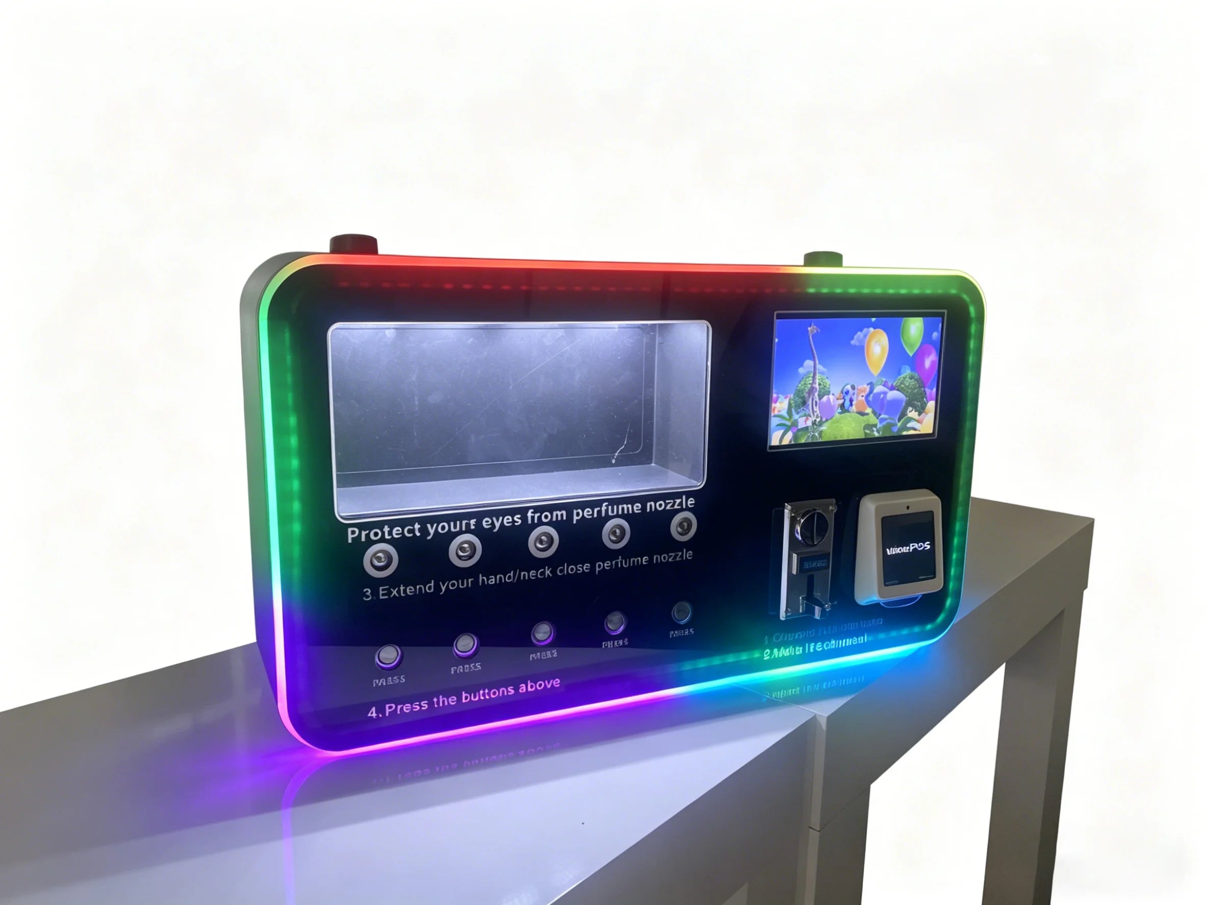 Self Service Perfume Vending Kiosk with WizarPOS Credit Card Payment 5 Scents Selection Automatic Cologne Dispenser for Airport