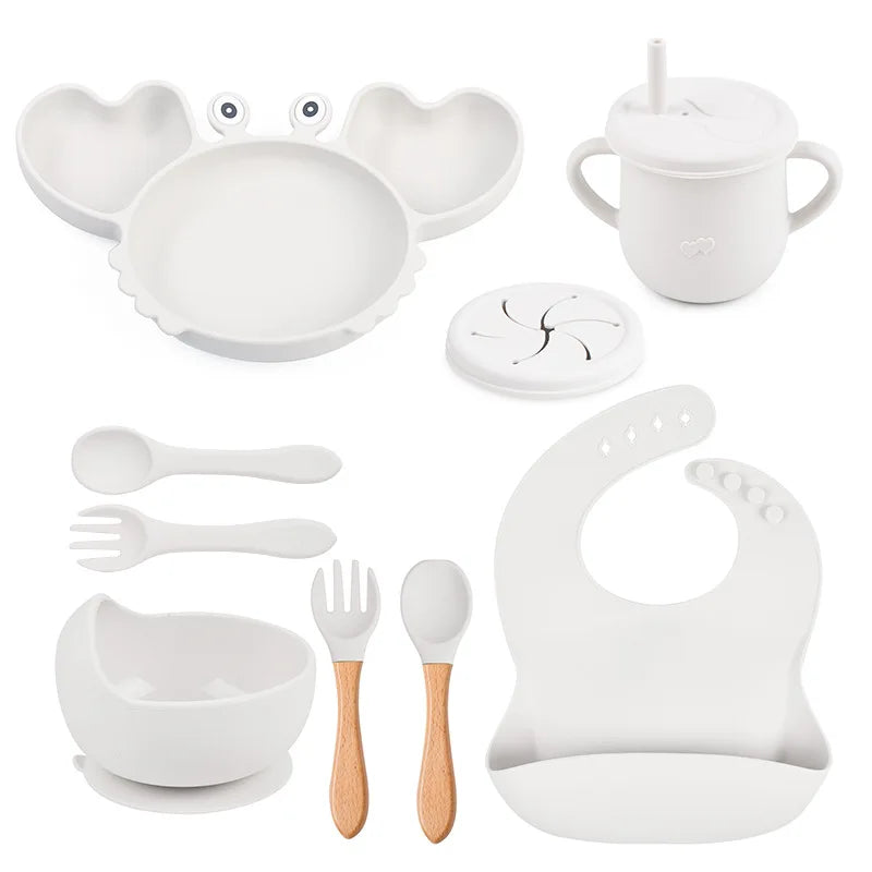 BPA Free New Born Gift Products Baby Feeding Set for Kids Silicone Dinnerware Sets for Toddler