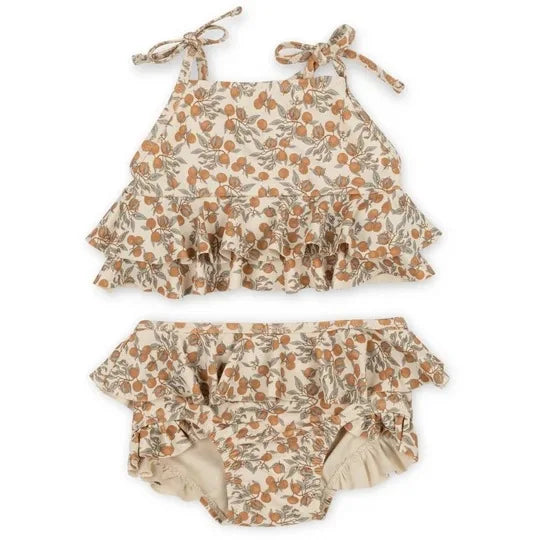 deer jonmi 2026 New Summer Baby Girls Floral Printed Swimwear Shoulder Off Kids Jumpsuits Vacation Clothes Beach Bikini Swimsuit
