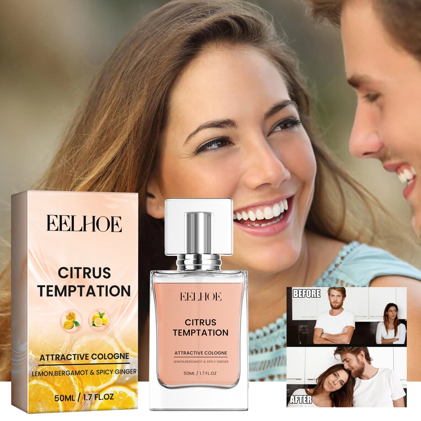 50ml Citrus Ginger Men Eau De Cologne Long Lasting Usa Stock Fast Shipping