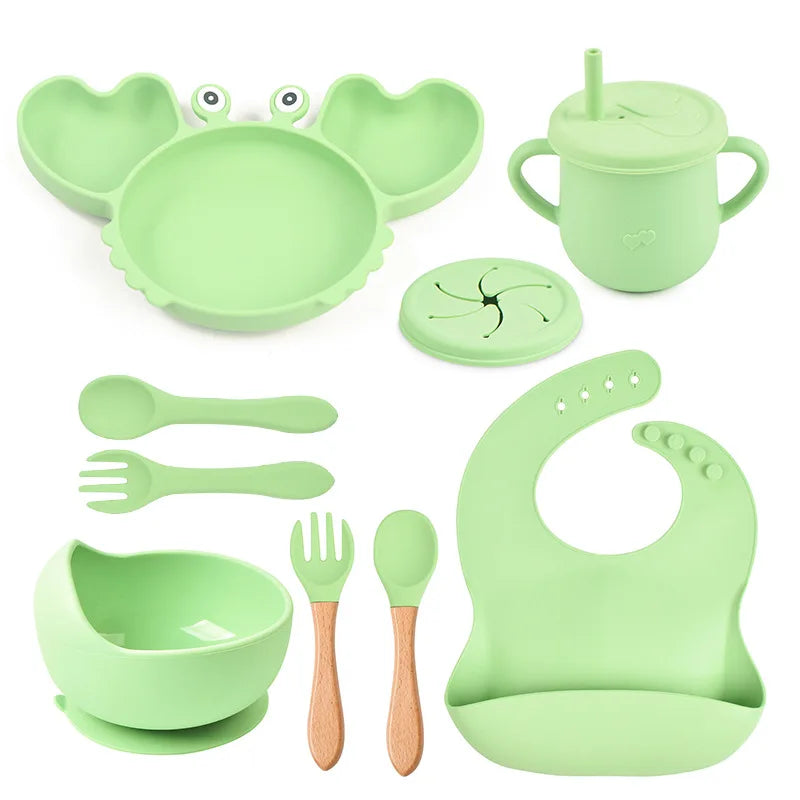 BPA Free New Born Gift Products Baby Feeding Set for Kids Silicone Dinnerware Sets for Toddler