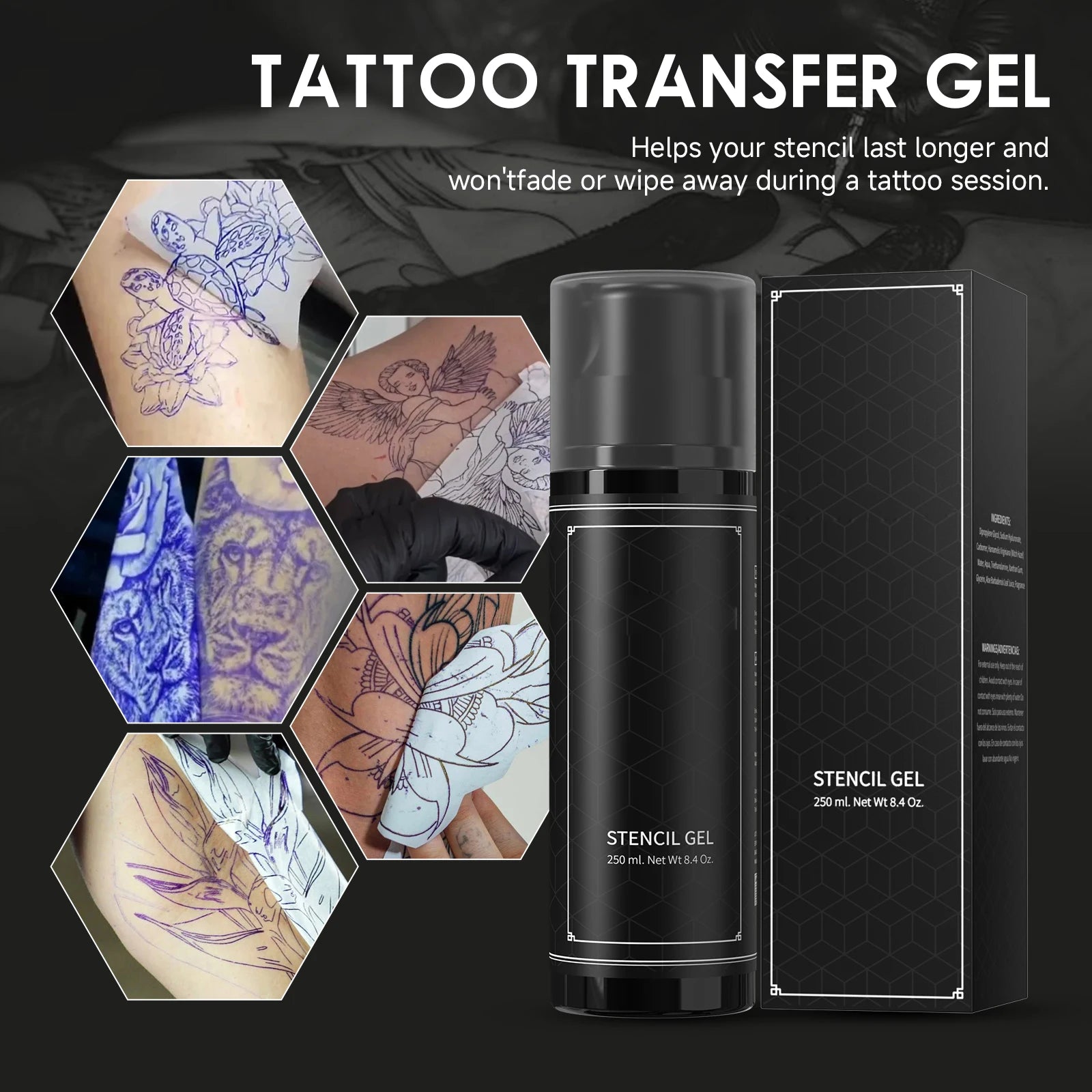 120ML/250ml Combo Pack Black Cologne Scent Professional Tattoo Gel Tattoo Artist Transfer Cream