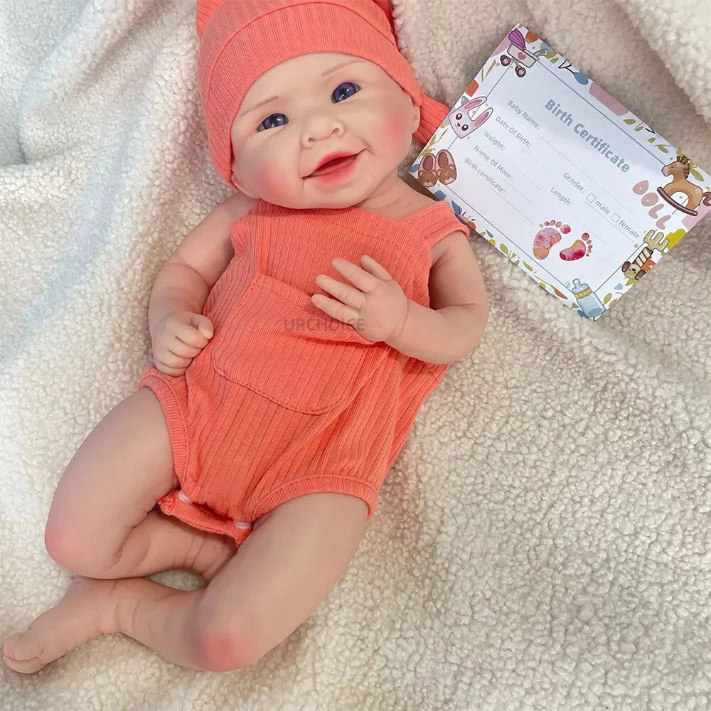 Chubby 20inch Full Silicone Reborn Baby Dolls for Girl Tan Skin Cute New Born Open Mouth Dolls Festival Gifts Age 3+