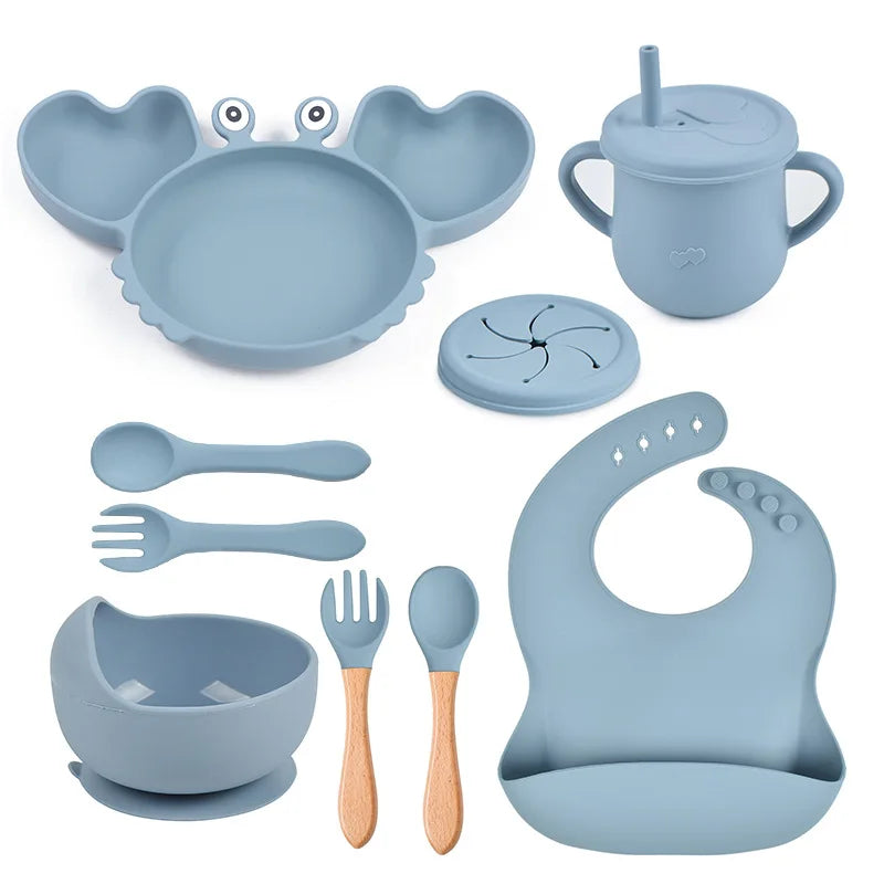 BPA Free New Born Gift Products Baby Feeding Set for Kids Silicone Dinnerware Sets for Toddler