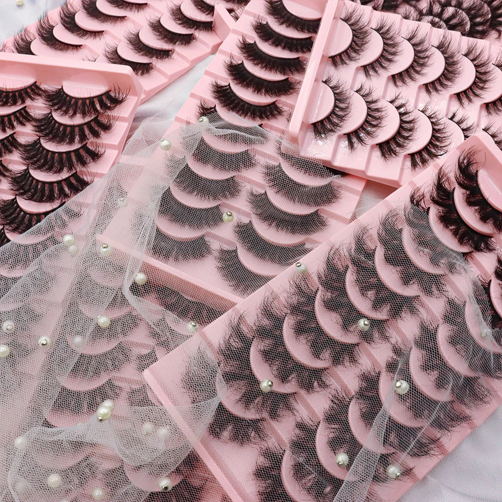 Wholesale 10 Pairs Faux Mink Eye Lashes Soft Luxury 5 Pairs 3D Faux Mink Full Strips Eyelash Bulk Vendor