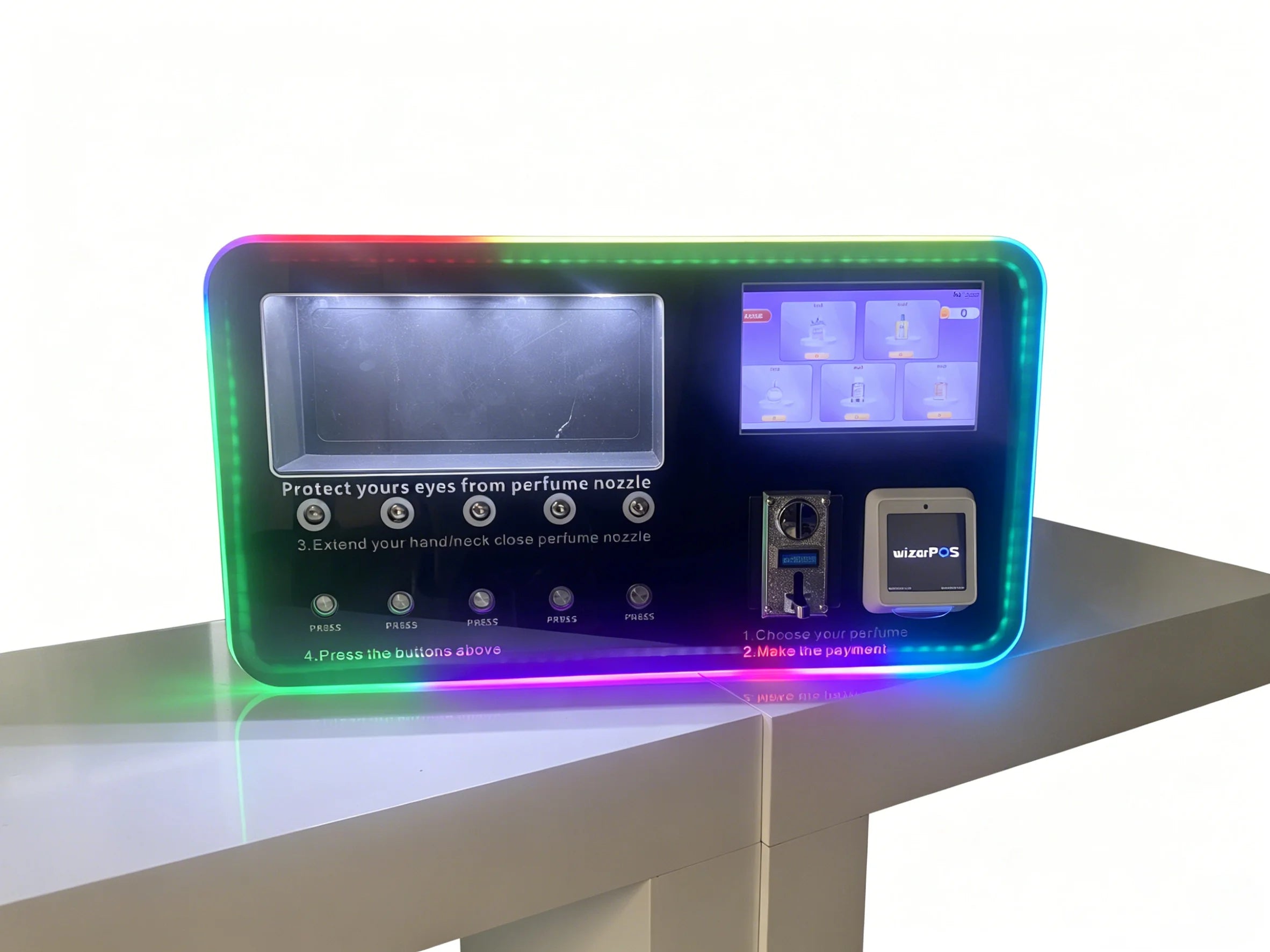 Professional Coin Operated Cologne Vending Machine with WizarPOS Card Payment Automatic Fragrance Dispenser for Cinema and Bar
