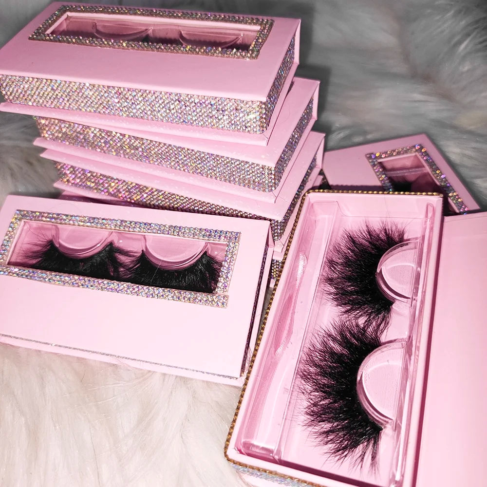 Package Box Custom Mink Eyelashes Private Label Natural False Full Strip Eyelashes Supplier 3D Mink Eye Lashes Wholesale