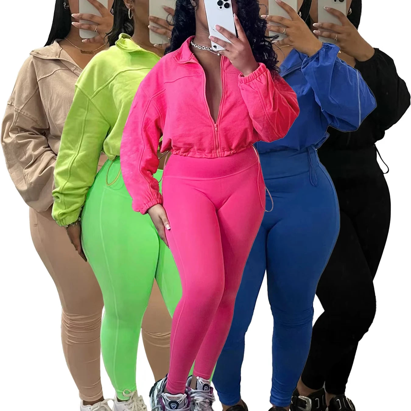 Fall 2024 WomenClothes 2 Piece Blank Zip up Y2K Tracksuits Casual Two Piece Leggings Lounge Activewear Sets for Women Clothing