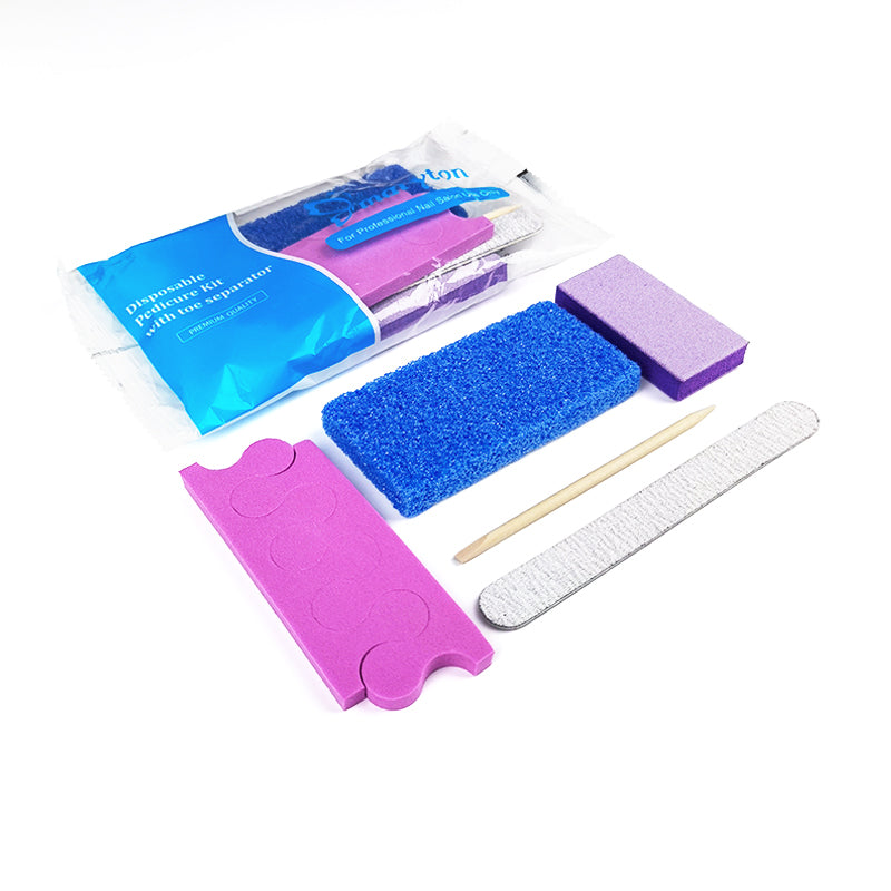 600 Sets/Carton Disposable 5Pcs Pedicure Sets Nail Art Sanding Sandpaper Wooden Nail File Kits Tools Set