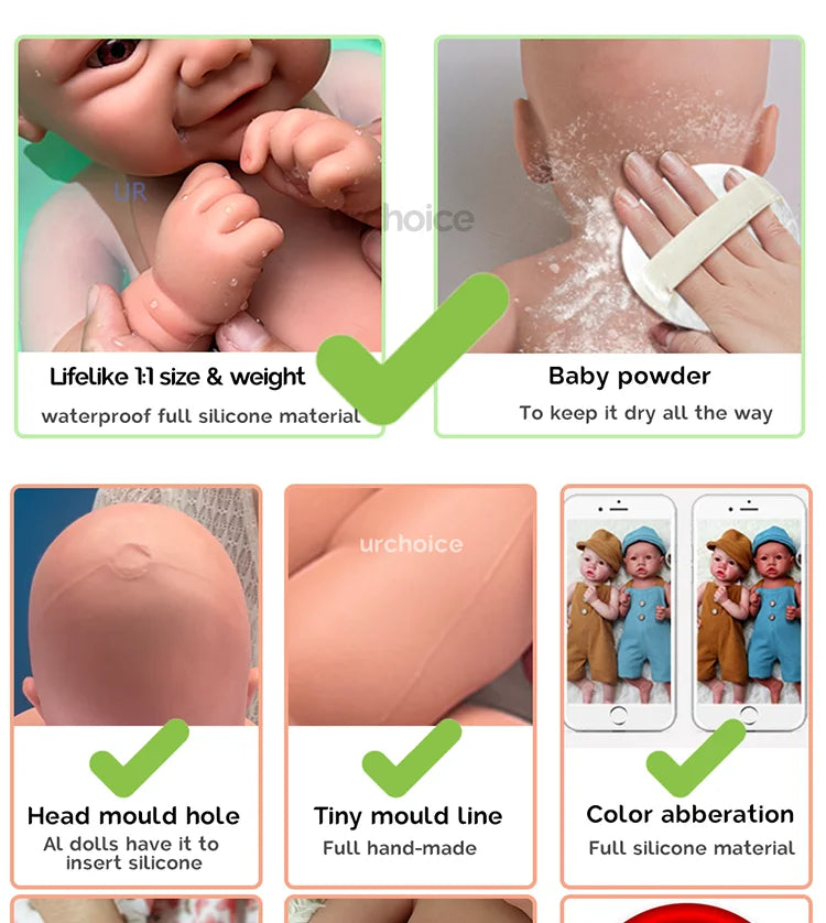 Chubby 20inch Full Silicone Reborn Baby Dolls for Girl Tan Skin Cute New Born Open Mouth Dolls Festival Gifts Age 3+