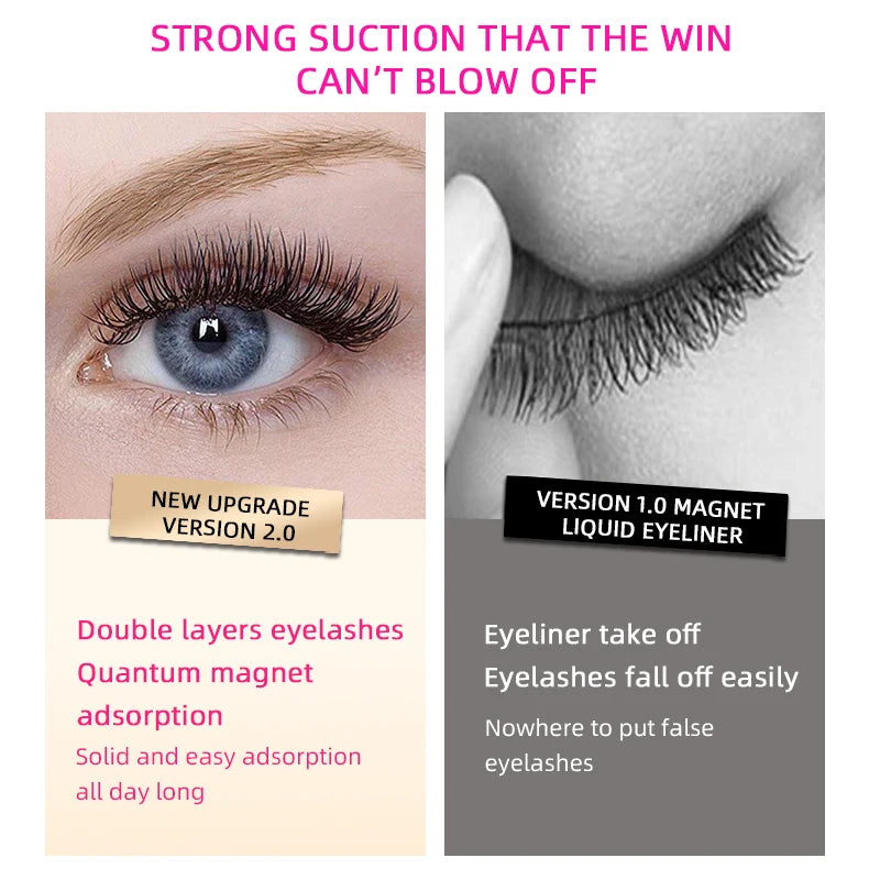 3 Magnet Magnetic Eyelashes Customized Packaging Logo 3d Invisible Magnetic Eye Lashes