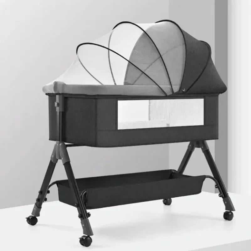 Portable Folding Height Adjustable New Born Toddlers Bassinet Baby Cradle Bed Portable Travel Crib with Mosquito Net