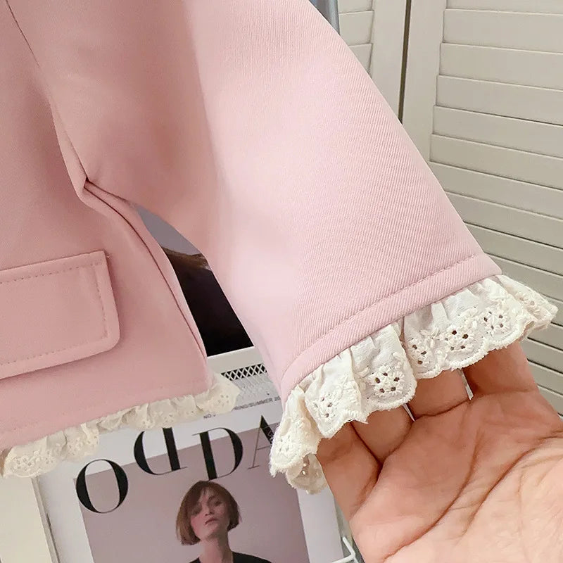 Girls Small Fragrant Wind Set Spring and Autumn New College Wind Small Fragrant Wind Top Pleated Skirt Two-piece Set
