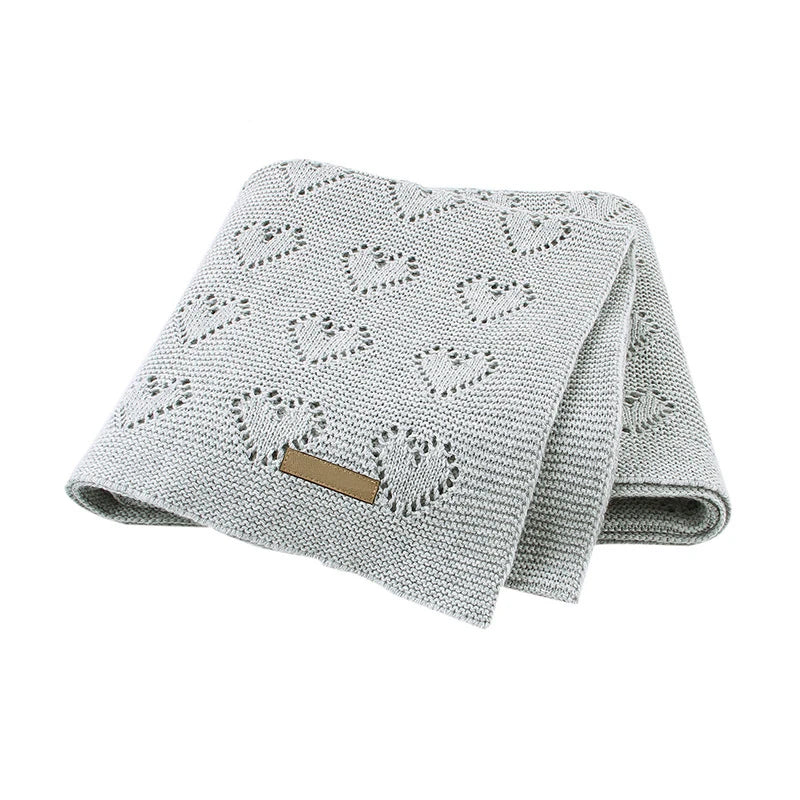 Multi-use New Cotton Solid Baby New Born Organic Knitted Blanket Hollow Out Blanket Baby