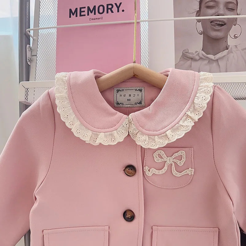 Girls Small Fragrant Wind Set Spring and Autumn New College Wind Small Fragrant Wind Top Pleated Skirt Two-piece Set