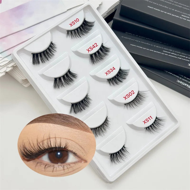 Professional Custom 5-Pair Half  Lash Books for Cat Eye Lashes High Quality Silk Corner Lashes Handmade Custom Logo