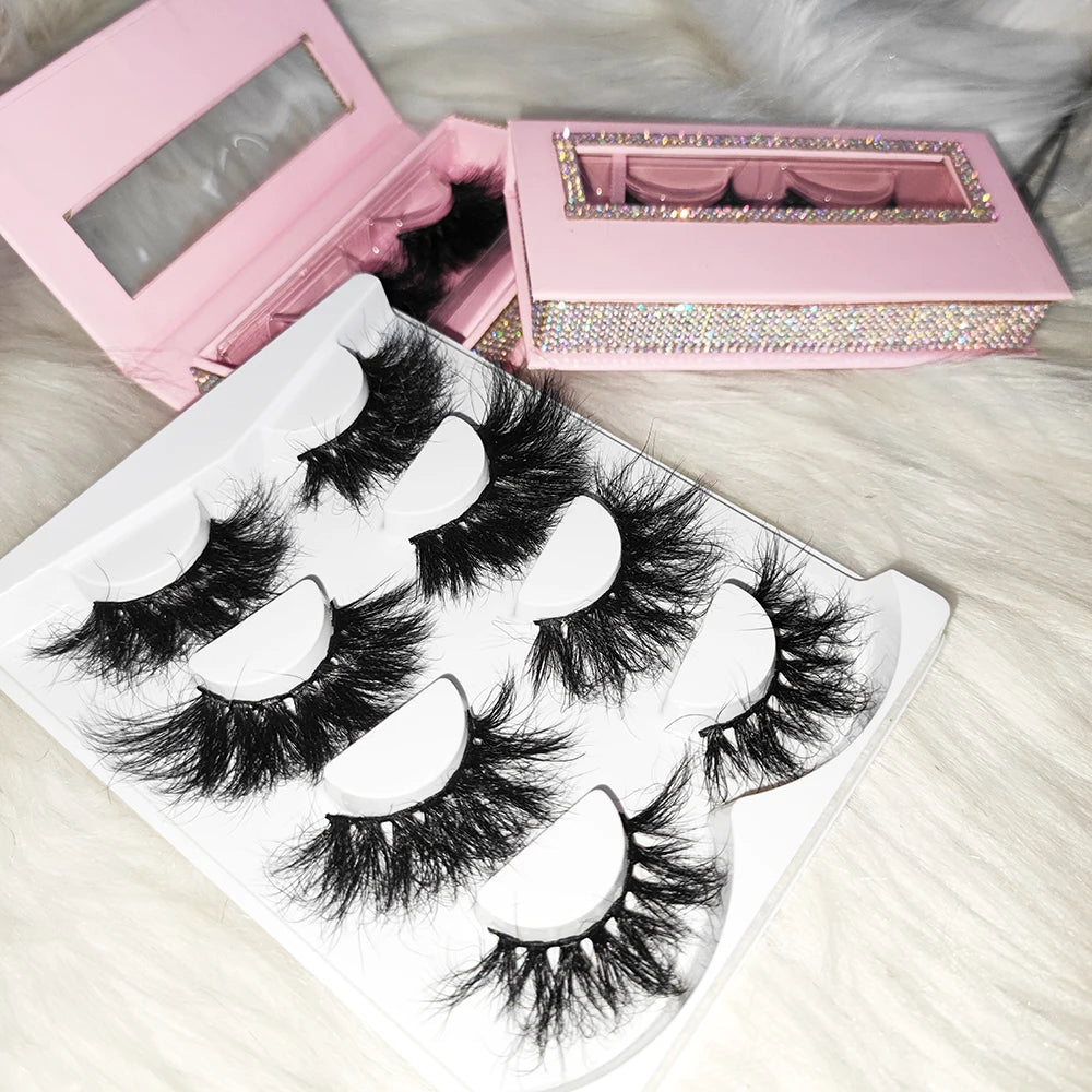 Package Box Custom Mink Eyelashes Private Label Natural False Full Strip Eyelashes Supplier 3D Mink Eye Lashes Wholesale