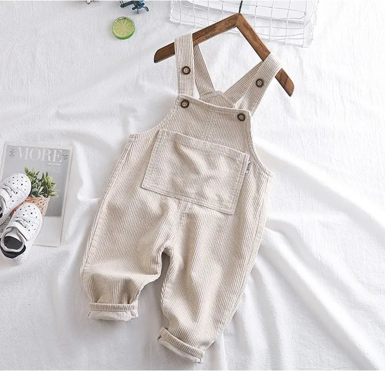 Children Beige Corduroy Pants New Born Baby Boys Girl Long Trousers Spring Jumpsuit Fashion Wear Solid Clothes Overalls for Kids
