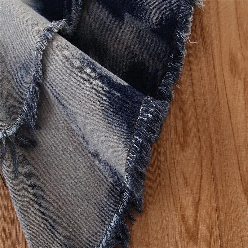 Fashion Children's Wear Spring Fall Kids Girl's Jeans Double Deck Bell Bottoms Tassels New Born Baby Cloth Flare Pants