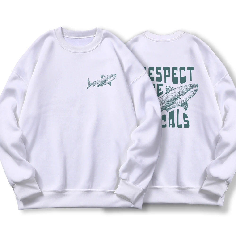 Respect The Locals Shark Male Hoodies Fashion Casual Hoodie Oversize Loose New Sweatshirts Autumn Warm Fleece Clothing Women