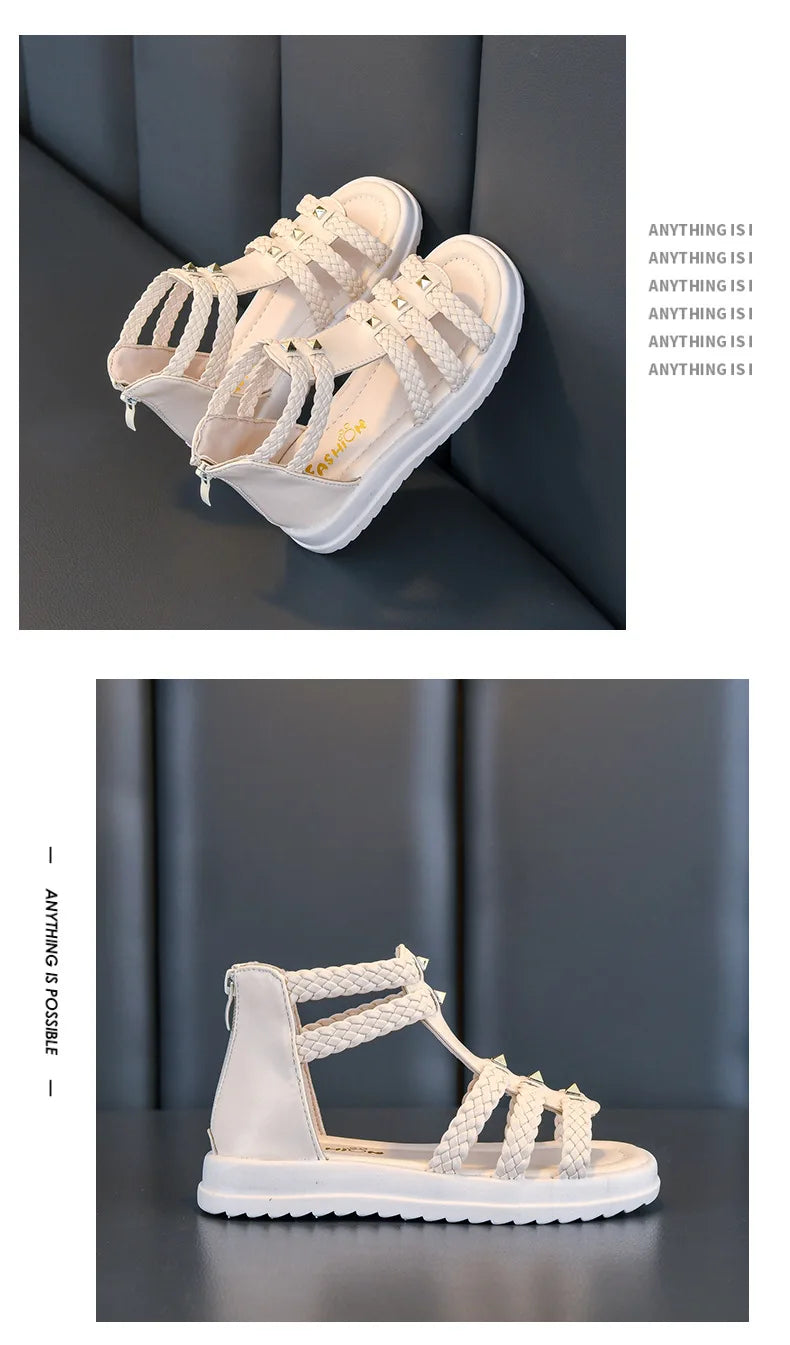 Summer Girls Sandals 2026 New Design Girls Soft Soled Lightweight Shoe Fashionable Girl Anti Slip Versatile Casual Summer Sandal