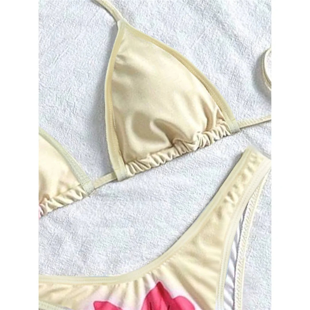 XS - L With Cover Up Flowers Halter Bikini Female Swimsuit Women Swimwear Three-pieces Bikini set Bather Bathing Suit Swim K6800