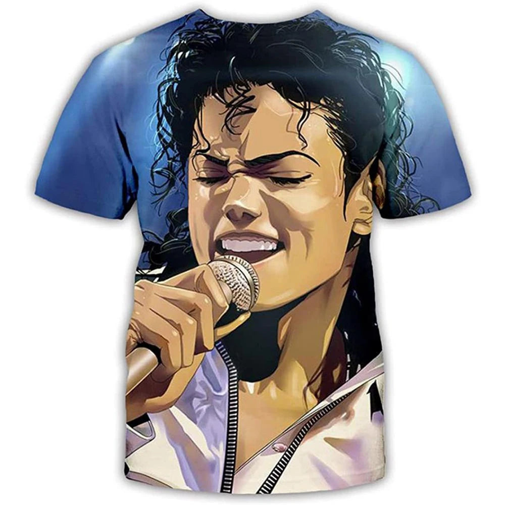 Summer fashion Michael Jackson hip-hop singer retro cool casual men Harajuku streetwear short sleeved