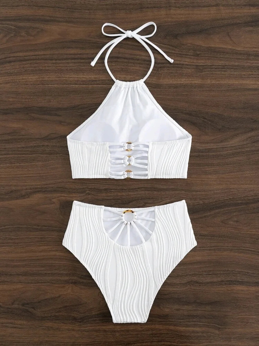 2026 Sexy High Wasited Swimsuit Women Solid White Bikini High Neck Swimwear Female Bathers Bathing Swimming Swim Suit Beachwear