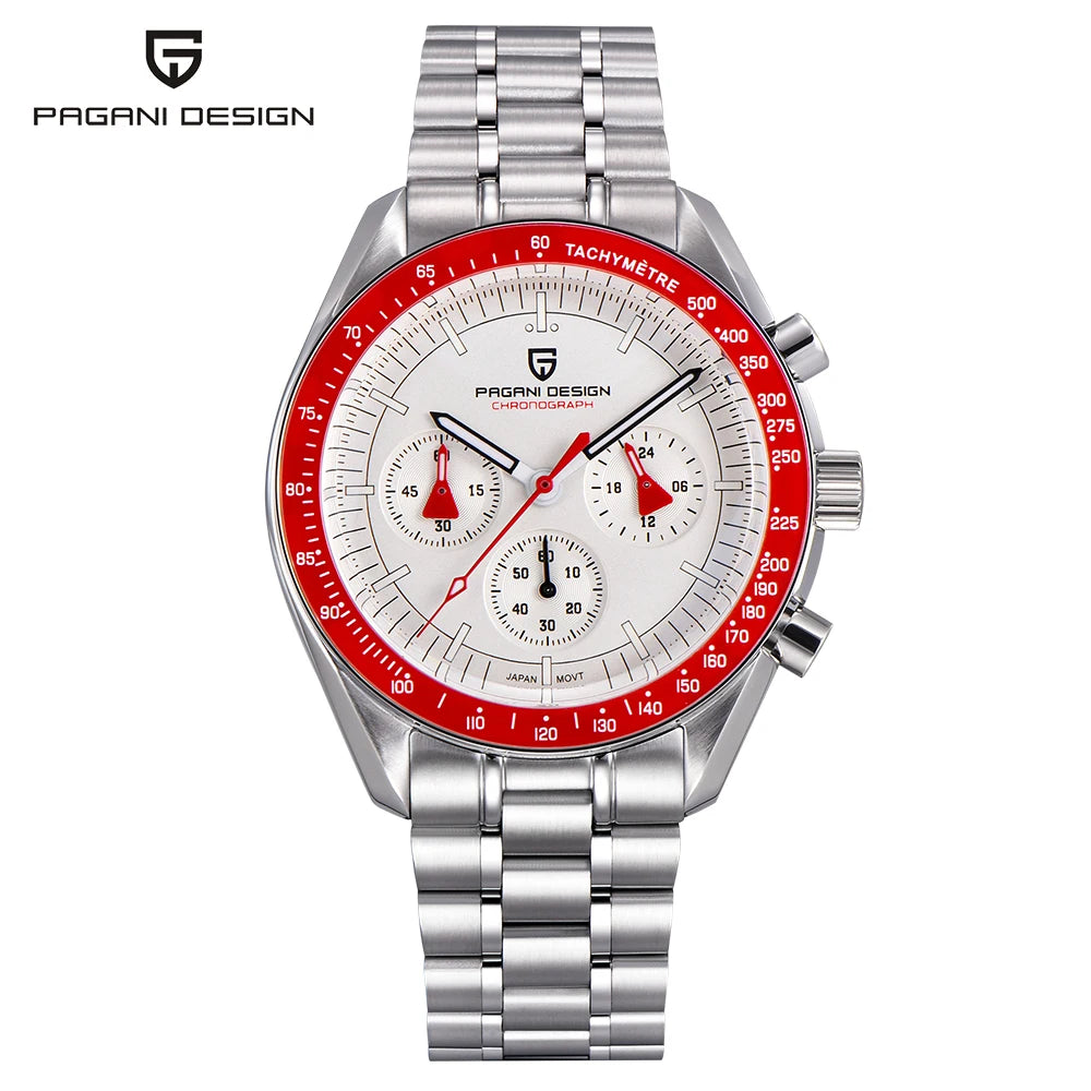PAGANI DESIGN 2026 New Saturn Watch Luxury Quartz Watches For Men Stainless steel Luminous AR Sapphire crystal Chronograph Man
