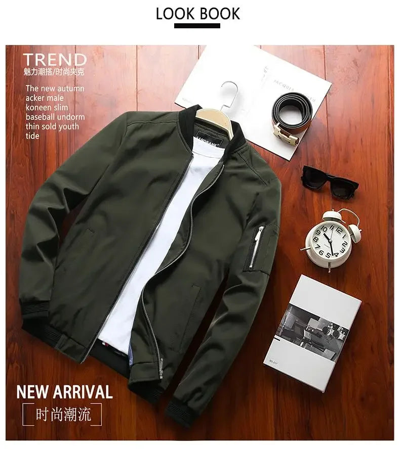 Autumn Spring New Men's Bomber Zipper Jacket Male Casual Streetwear Hip Hop Slim Fit Pilot Coat Men Clothing Plus Size 6XL