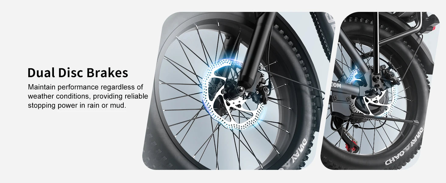 Cybervelo 1000W ebike for adults, 20A Large Removable Battery, Foldable Electric Bike, 20" Fat Tire bike for all Terrain Mars700