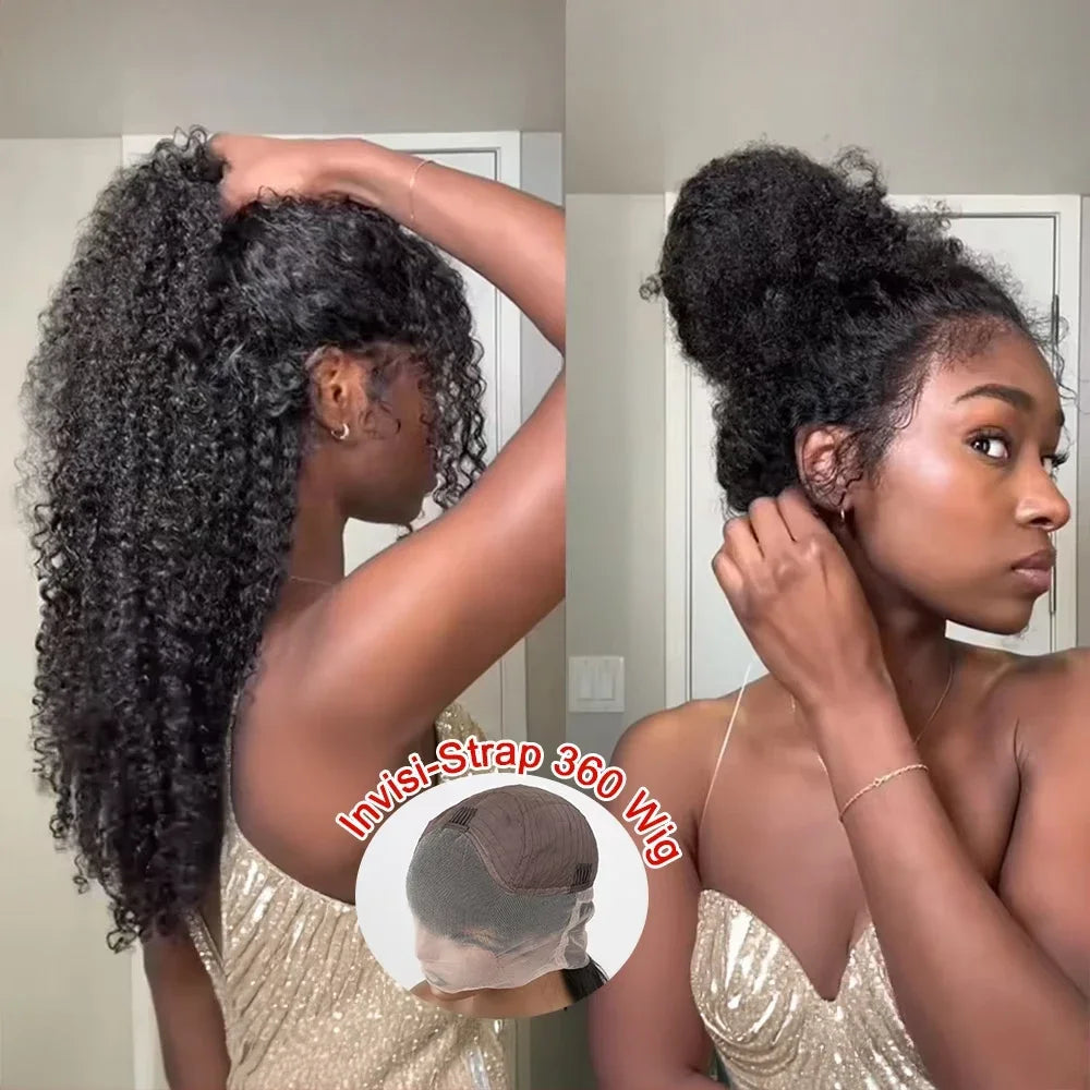 Deep Wave 360 Lace Front Wigs Human Hair Curly HD Full Lace Front Wigs Human Hair Pre Plucked With Drawstring 180 Density 30Inch