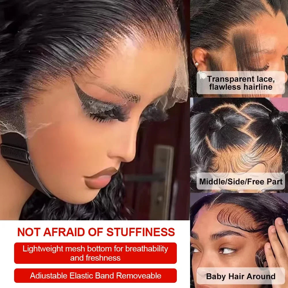 Deep Wave 360 Lace Front Wigs Human Hair Curly HD Full Lace Front Wigs Human Hair Pre Plucked With Drawstring 180 Density 30Inch