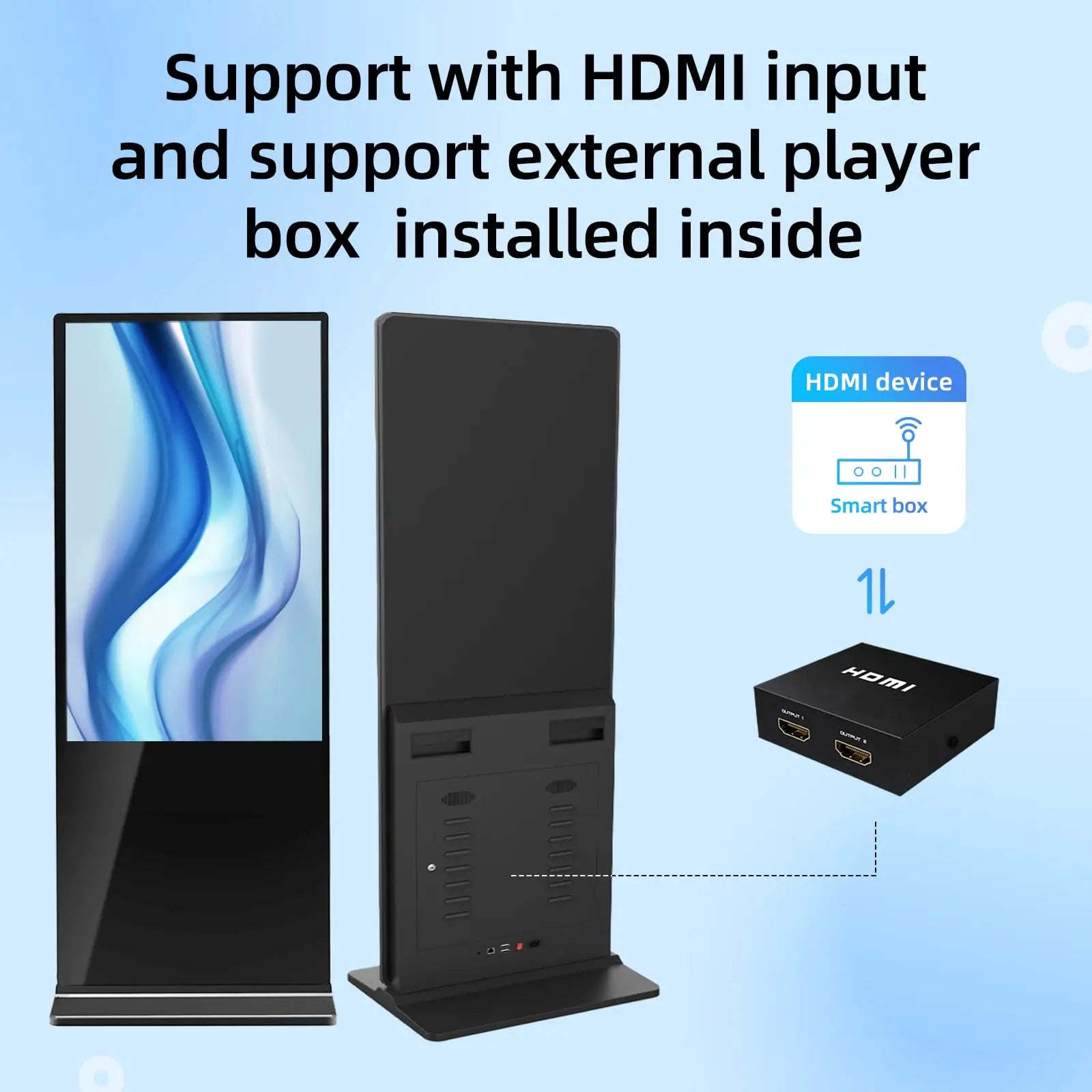 65 Inch 4K Digital Signage Kiosk Indoor Floor Standing Commercial Monitor Advertising Display LCD Totem with HDMI Input Player
