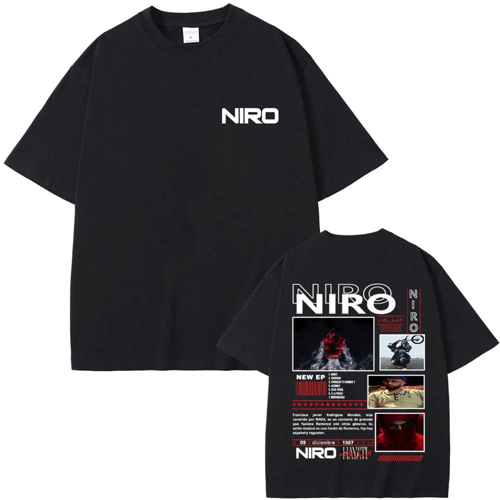 Rapper Niro OX7 Album Graphic T-shirt Men Women Hip Hop Fashion Pop Music T-shirts Male Casual Cotton Vintage T Shirt Streetwear