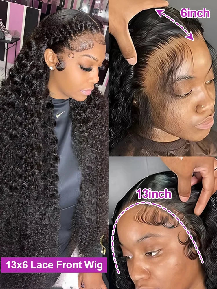 40 46 Inch 13x6 Hd Loose Deep Wave Lace Frontal Wig Brazilian 13x4 360 Full Water Curly Human Hair Wigs For Women 300% Density