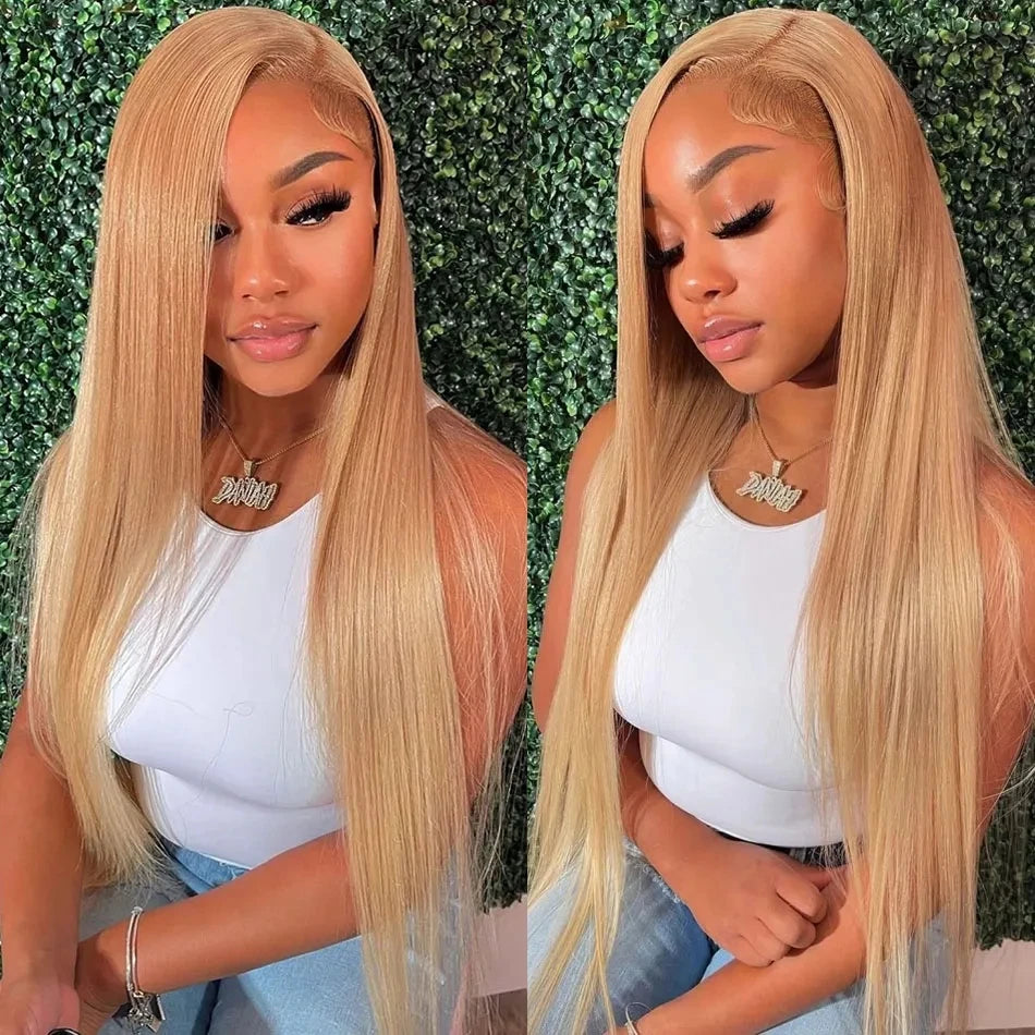 13x6 HD Lace Front Wigs Human Hair Hot Star Malaysian Straight HD Lace Frontal Wigs Honey Blonde Colored Human Hair Wigs 180%