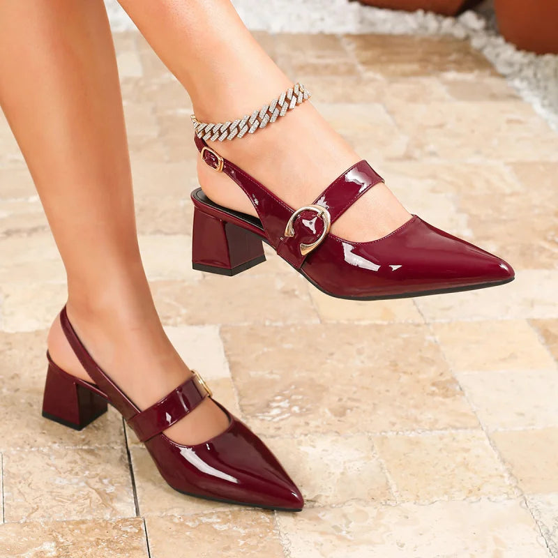 Women's summer sandals2026New French-style pointed-toe, closed-toe, chunky-heeled high-heeled shoes