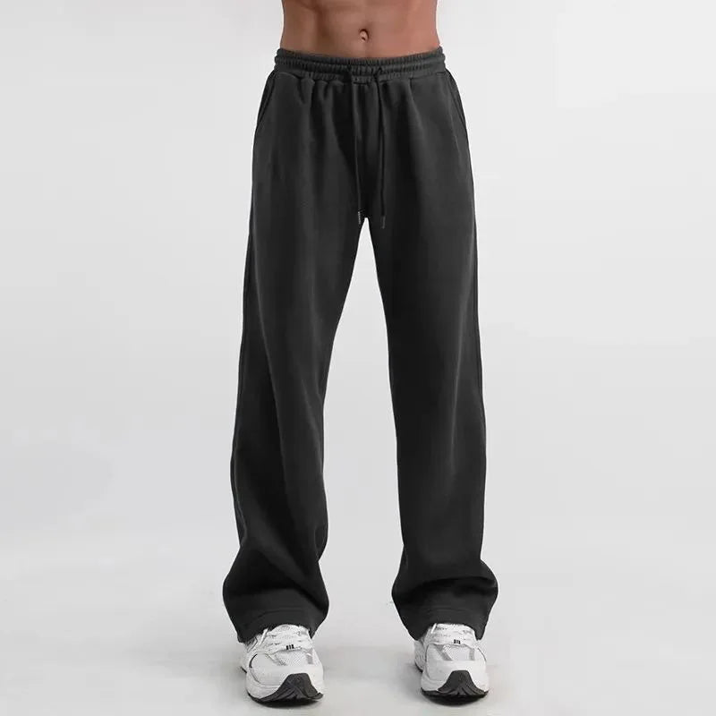 Comfortable Men's Straight Leg Sweatpants Y2K Retro Style Loose Fit Joggers Hip Hop Casual Pants with Big Pockets