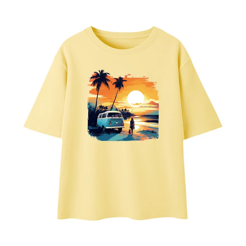 Summer Palm Tree Iron-On Transfers For Clothing Heat Transfer Diy Hoodies Clothes Stickers Stickers On The Fabric Man Woman