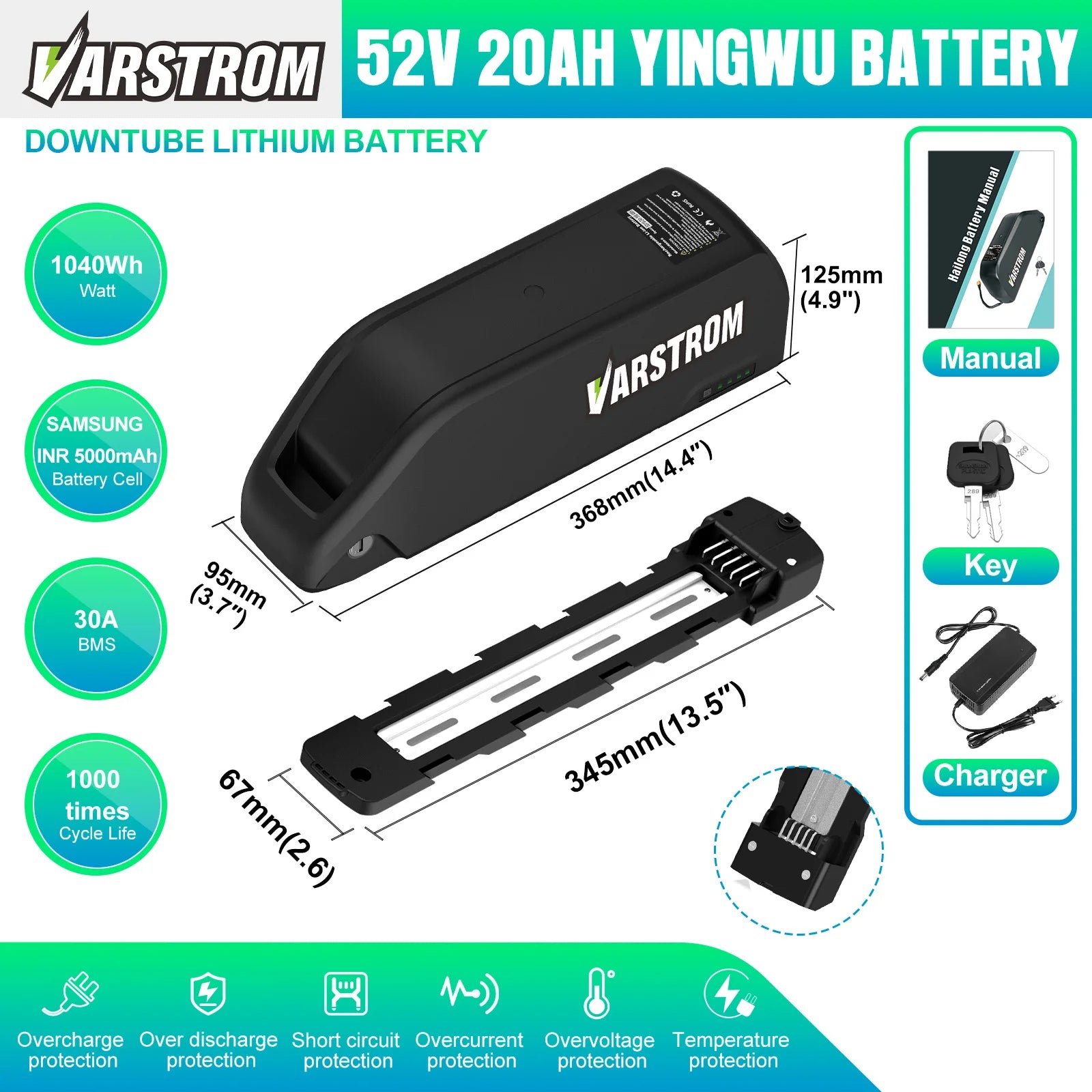 Bafang 52V 1000W BBSHD BBS03 Mid Drive Motor Peak 1450W 8Fun Electric Bike Engine Ebike Conversion with 52V20AH Lithium Battery