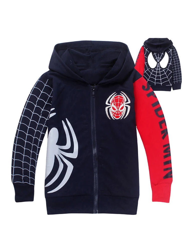 Halloween Boys Hoodies Sweatshirts Cartoon Spiderman Kids Outwear Zipper Hooded Clothes 2026 New Spider man Children's Clothing