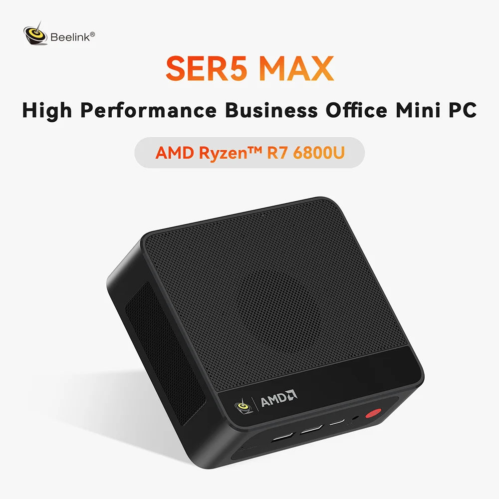 Beelink SER5 Max Mini PC AMD Ryzen7 6800U 7735HS DDR5 24GB SSD 500GB 1TB SER5 R5 5500U DDR4 16GB Support WiFi6 2.5G LAN Desktop