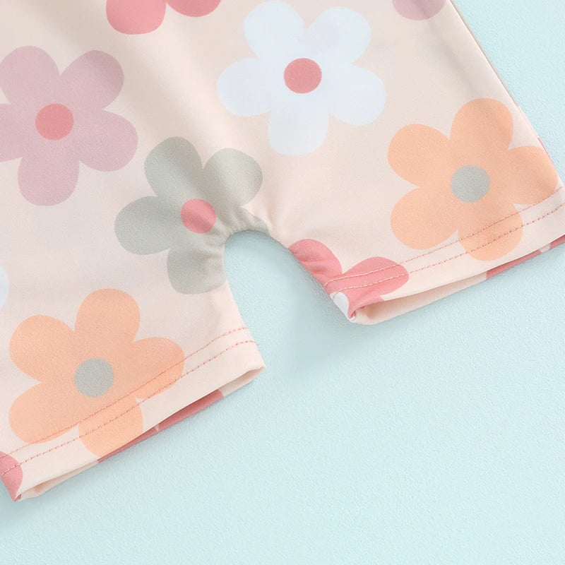 Lioraitiin Newborn Baby Girls Swimwear Infant Swimsuit Rash Guard Bathing Suit Toddler Beach Long Sleeve Zip Up Summer
